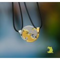 Кулон парный для двоих "Изящные коты. Gold". Цена за 1 пару. Нержавеющая сталь 